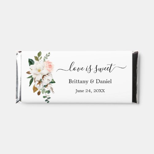 Watercolor Magnolia Rose Cotton Love Is Sweet Hershey Bar Favors