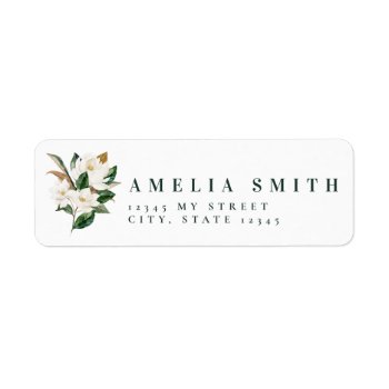 Watercolor Magnolia Wedding Address Labels by blush_printables at Zazzle