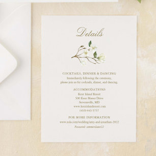 Watercolor Magnolia Wedding Crest Enclosure Card