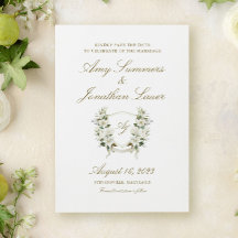Watercolor Magnolia Wedding Crest Save the Date