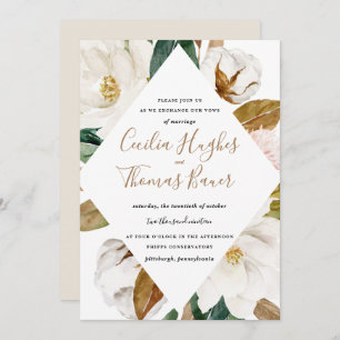 Watercolor Magnolia Wedding Invitation