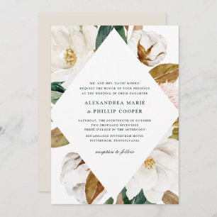 Watercolor Magnolia Wedding Invitation