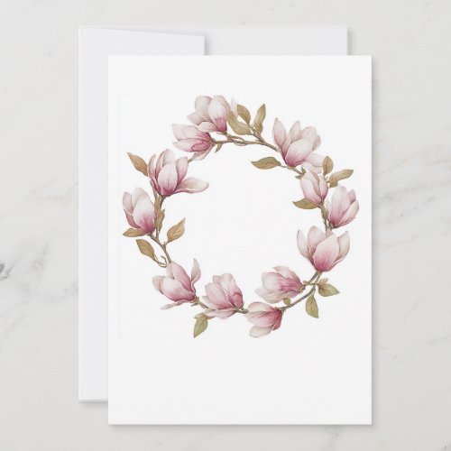 Watercolor Magnolia Wedding Invitation Card