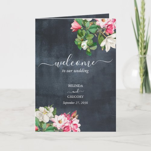 Watercolor Magnolia Wedding Order of Service Program