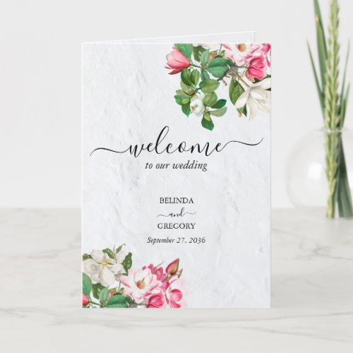 Watercolor Magnolia Wedding Order of Service Program