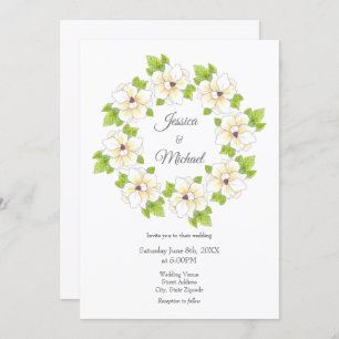 Watercolor Magnolia Wreath Invitation
