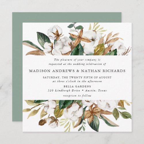 Watercolor Magnolias  Floral Wedding Invitation