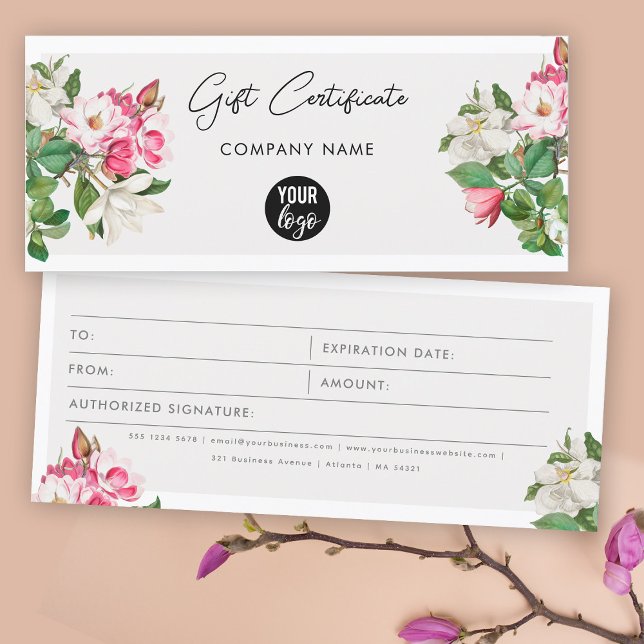 Watercolor Magnolias Logo Gift Certificate Voucher (Watercolor Magnolias Logo Gift Certificate Voucher)