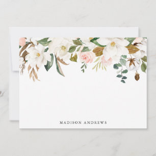 Watercolor Magnolias Personalized Stationery