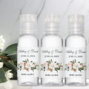 Watercolor Magnolias Pink Roses Wedding Hand Sanitizer