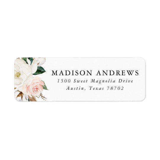 Watercolor Magnolias | Return Address Labels | Zazzle.com