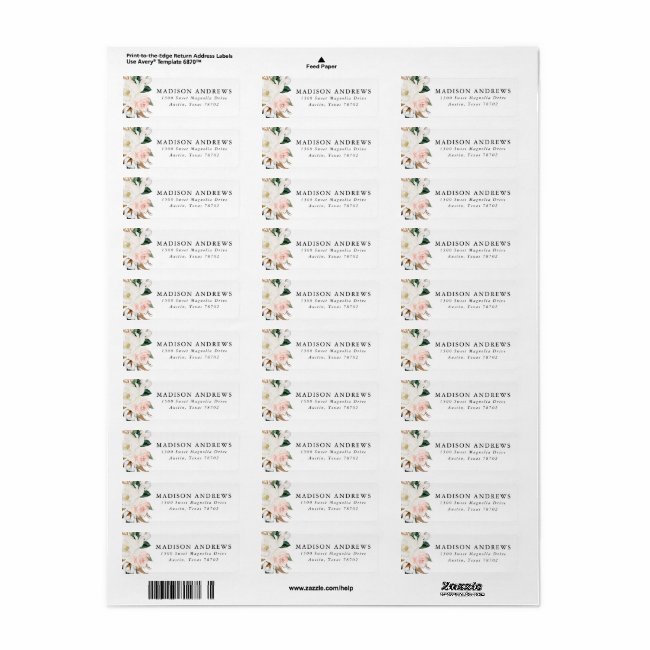 Watercolor Magnolias | Return Address Labels