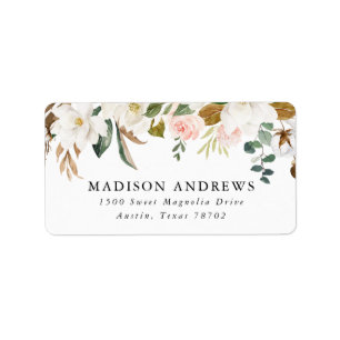 Watercolor Magnolias Return Address Labels