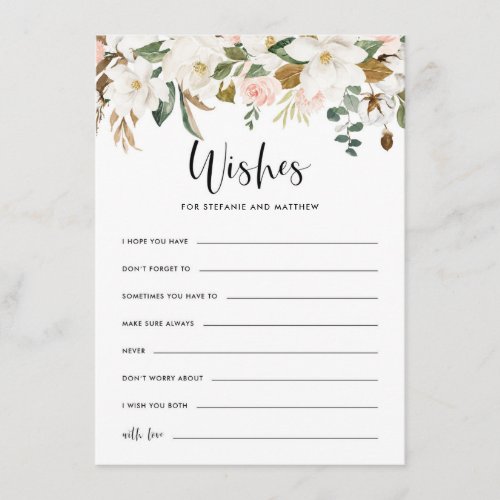 Watercolor Magnolias Rustic Wedding Well Wishes Enclosure Card