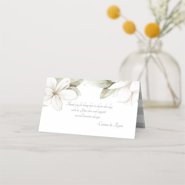 Watercolor Magnolias Seating Cards (Back)
