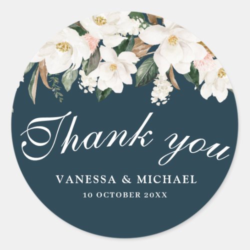 Watercolor Magnolias thank you sticker