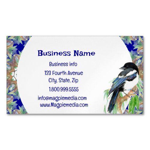 Watercolor Magpie Bird Nature Wildlife Art Busines Business Card Magnet