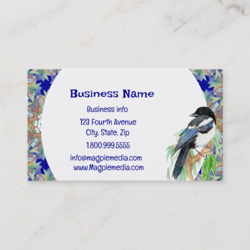 Watercolor Magpie Bird Nature Wildlife Art Business Card