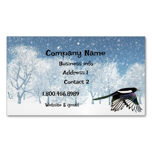 Watercolor Magpie Bird Nature Wildlife  Busines Business Card Magnet