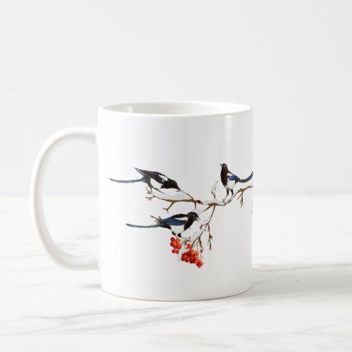 Watercolor Magpie Birds Nature Art   Coffee Mug