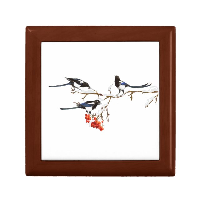Watercolor Magpie Birds Nature Art   Gift Box (Front)