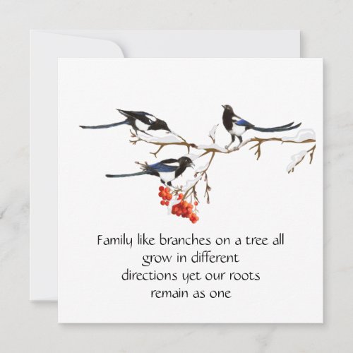 Watercolor Magpie Family Quote Animal Nature   Card