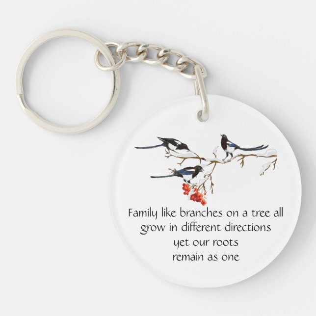 Watercolor Magpie Family Quote Animal Nature   Key Keychain (Front)