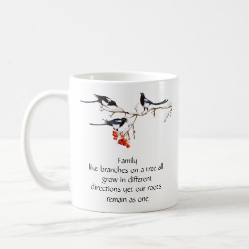 Watercolor Magpie Family Quote Animal Nature   Mug