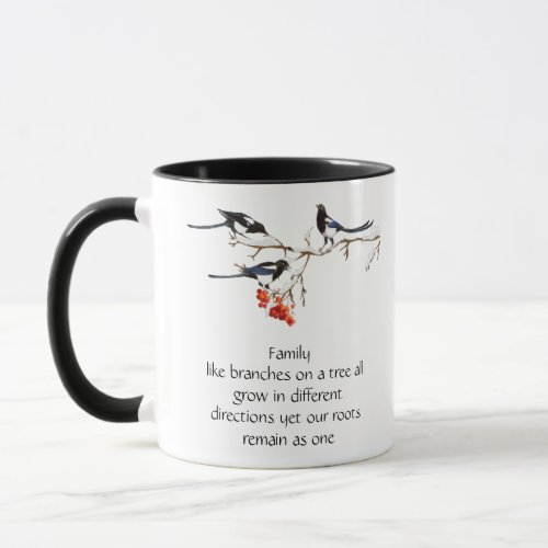 Watercolor Magpie Family Quote Animal Nature   Mug