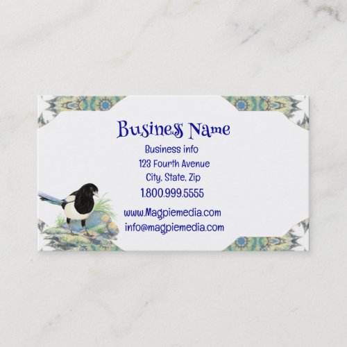 Watercolor Magpie Garden Bird Wildlife Nature Art Business Card