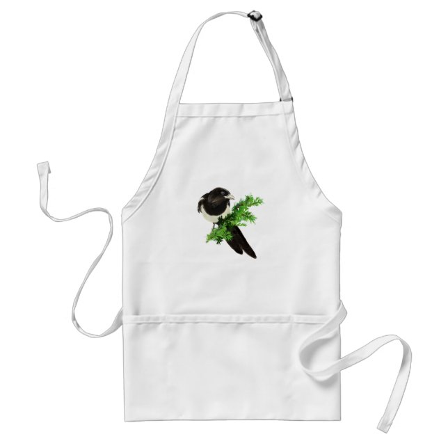 Watercolor Magpie Garden Birds Birding Fans Adult Apron (Front)
