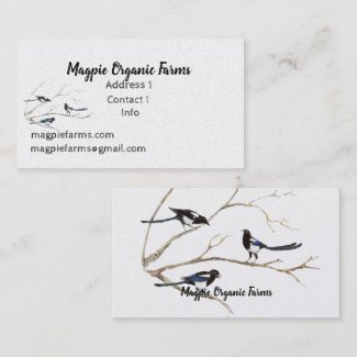 Watercolor Magpie Organic Farms  Business Card