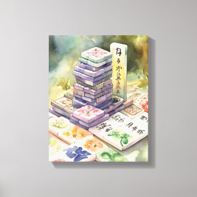 Watercolor Mahjong Art Canvas Print (Front)