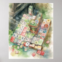 Watercolor Mahjong Art