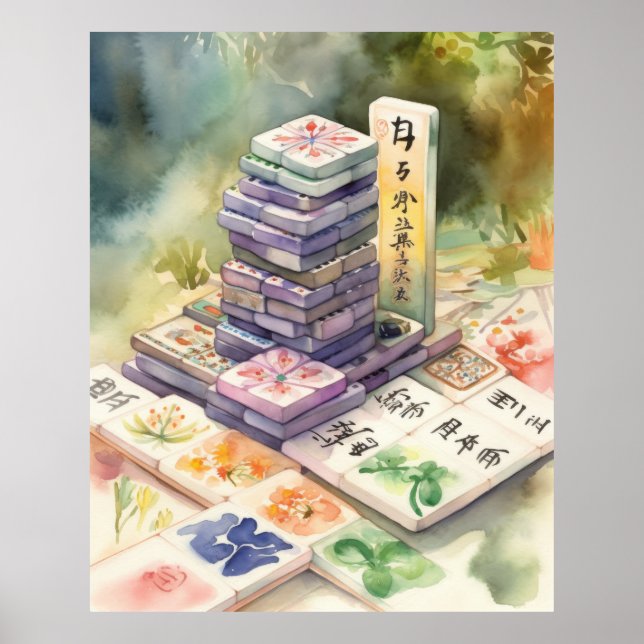 Watercolor Mahjong Art Print (Front)
