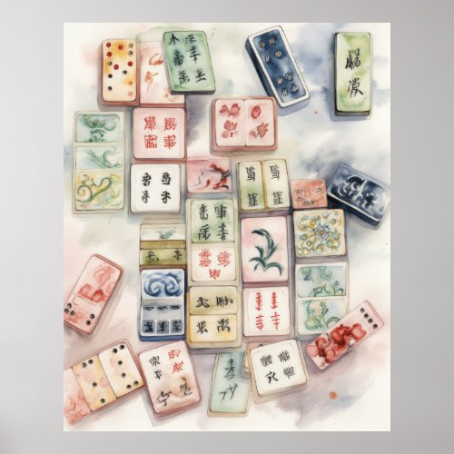 Watercolor Mahjong Art Print