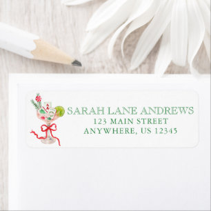 Watercolor Mahjong Christmas Cocktail Address Label