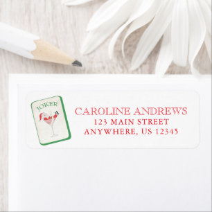 Watercolor Mahjong Christmas Tile Address Label