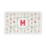 Watercolor Mahjong Christmas Tiles Monogram Acrylic Tray