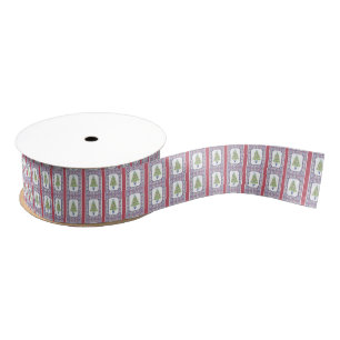 Watercolor Mahjong Christmas Tree Grosgrain Ribbon