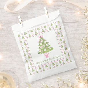 Watercolor Mahjong Christmas Tree Party Favor Bag
