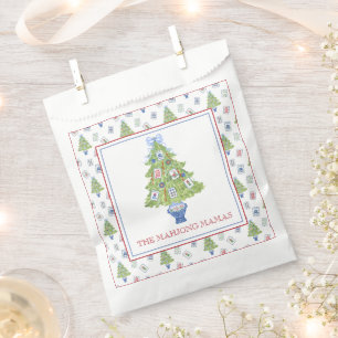 Watercolor Mahjong Christmas Tree Party Favor Bag