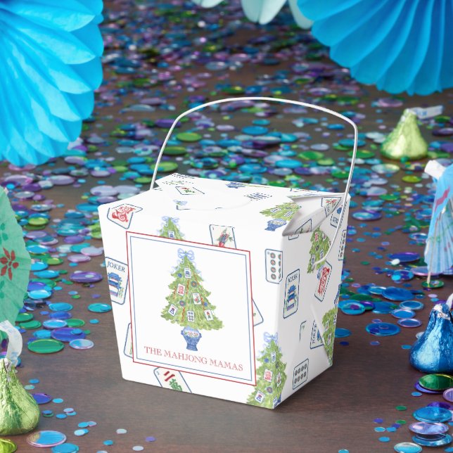 Watercolor Mahjong Christmas Tree Party Favor Boxes (Party)