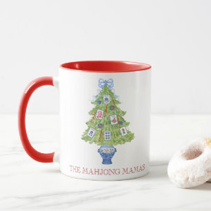 Watercolor Mahjong Christmas Tree Party Mug