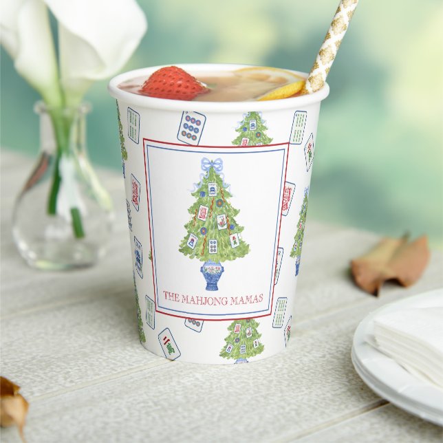 Watercolor Mahjong Christmas Tree Party Paper Cups (Insitu)