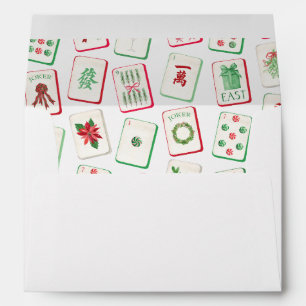 Watercolor Mahjong Red & Green Christmas Envelope
