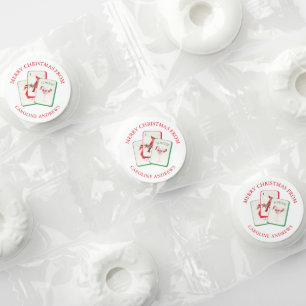 Watercolor Mahjong Red & Green Christmas Tiles Life Saver® Mints