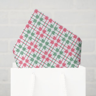 Watercolor Mahjong Red & Green Christmas Tiles Tissue Paper