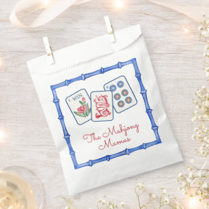 Watercolor Mahjong Tiles & Bows Enclosure Favor Bag