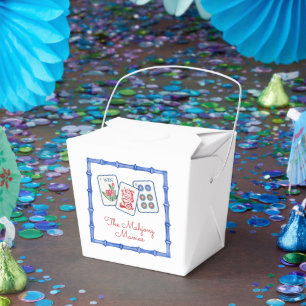 Watercolor Mahjong Tiles & Bows Enclosure Favor Boxes